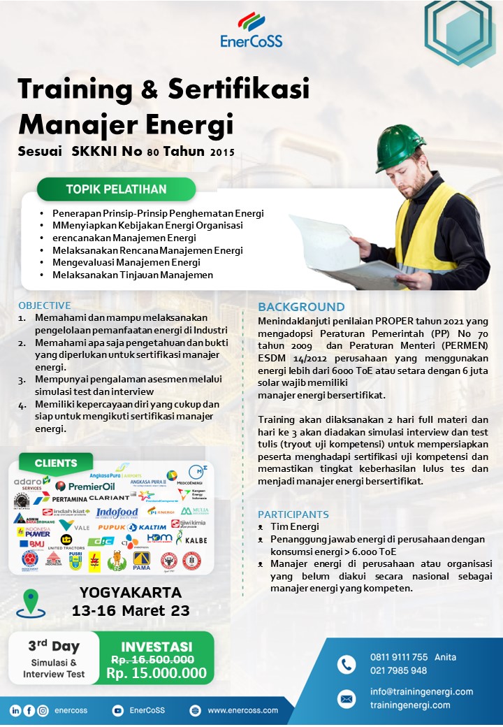 2. Training dan Sertifikasi Manajer Energi - Maret